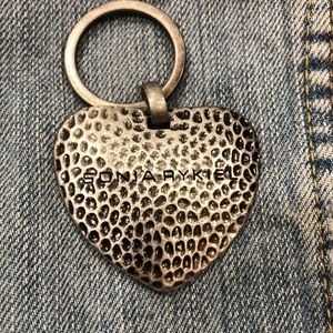 Sonia Rykiel Paris heart keychain Strawberry design in brushed nickel 3 inches